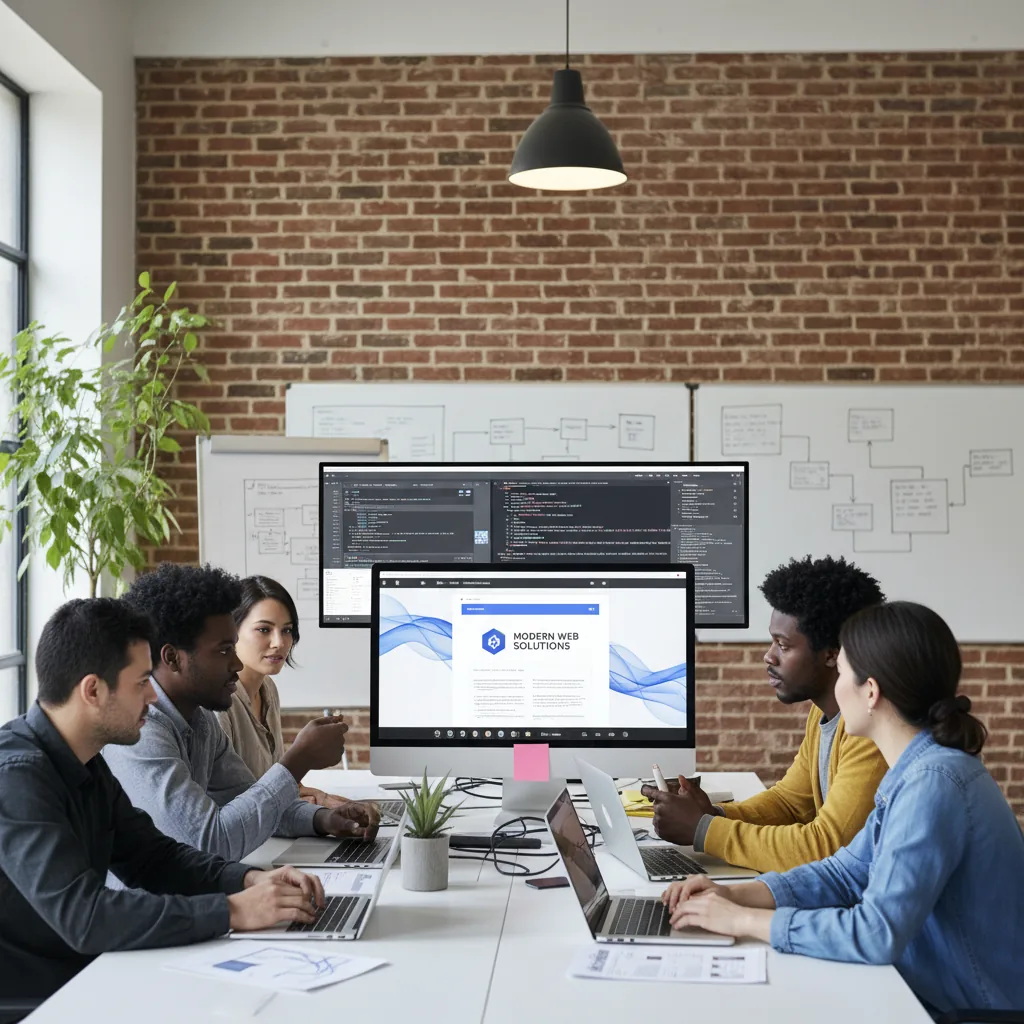 A product team collaborating around digital systems